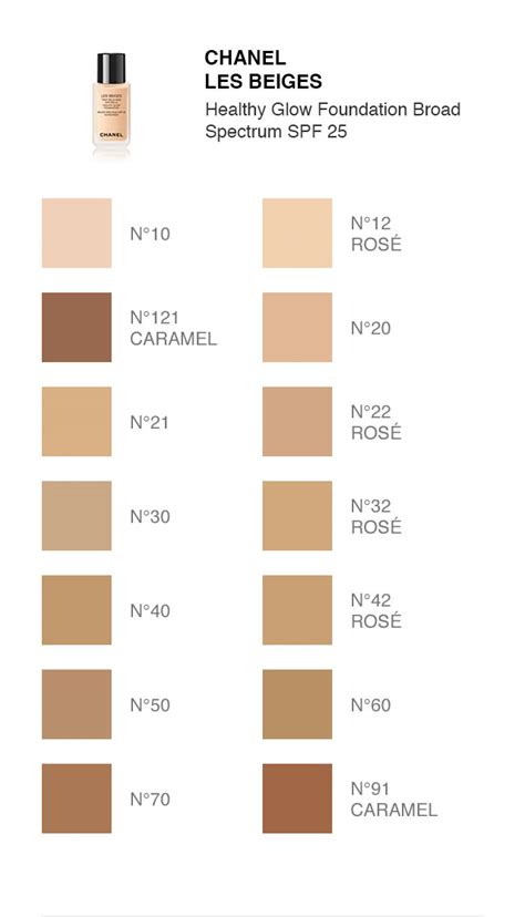 chanel light les beiges|Chanel Les Beiges colour chart.